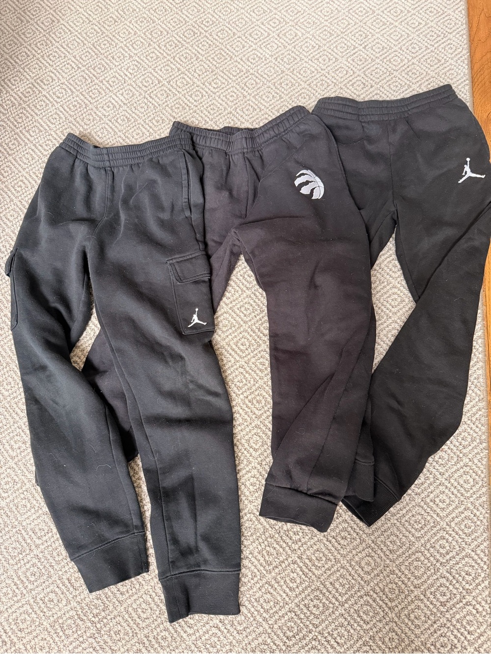Lot of 3 - Nike Jordan + Raptors Kids' Black Sweatpants